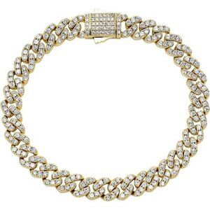 TOPGRILLZ Gold Cuban Link Anklet Iced Out CZ Ankle Bracelet for Women